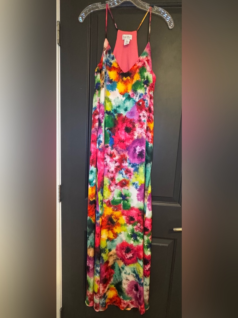 Nicole Miller Watercolor Abstract Floral Maxi Dress w/Pockets (Size M)